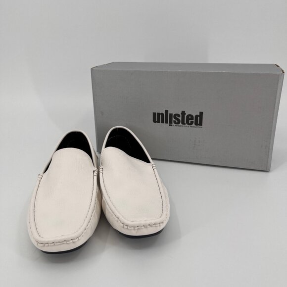 Unlisted by Kenneth Cole Sound Textured Driver Size 9.5M White Manmade Loafer - Picture 1 of 14